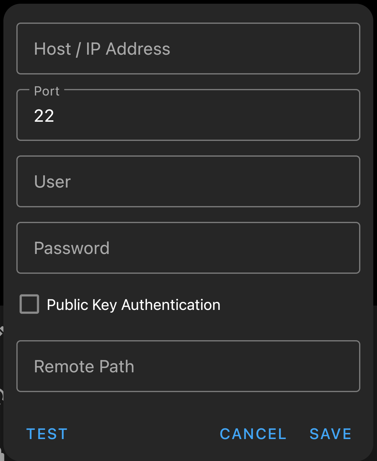 sftp password dialog